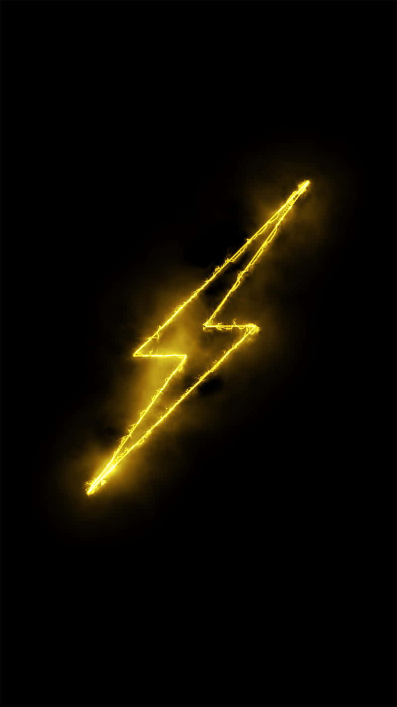桌布 壁紙 — 一道發光的金色閃電劃過漆黑的虛空，帶有電能和耀眼火花。