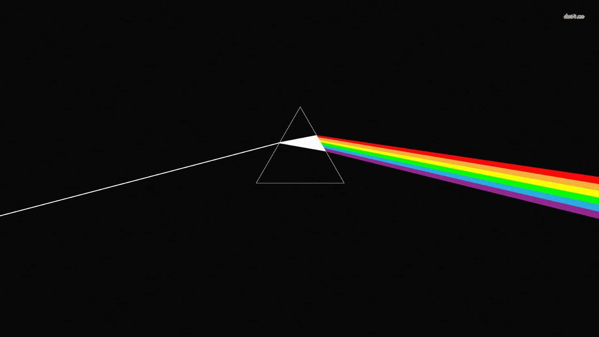 Dark Side Of The Moon 桌布 壁紙 — 一道白色光束穿過三棱鏡，在純黑背景上分裂成鮮豔的彩虹光譜。