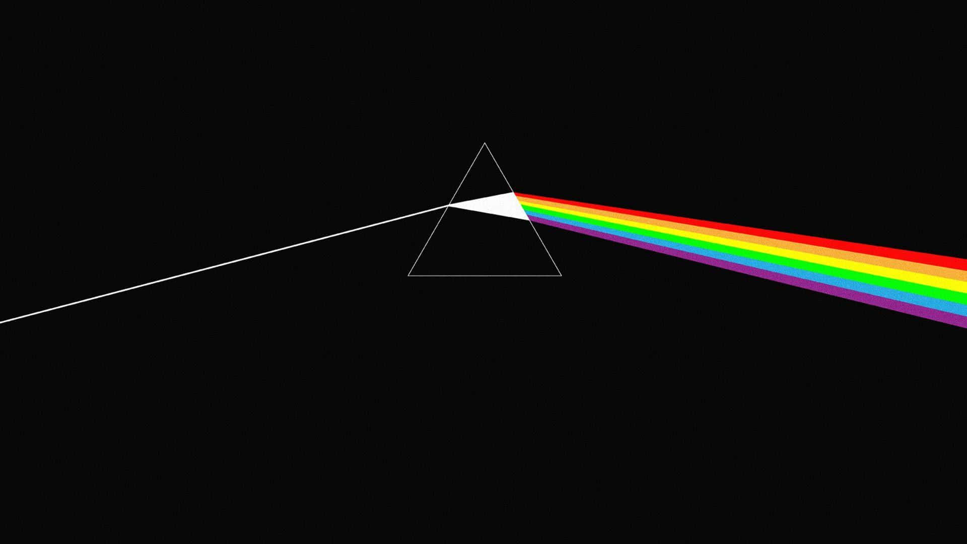 Dark Side Of The Moon 桌布 壁紙 — 一道白色光束穿過透明三角稜鏡，在黑色背景上分裂成鮮豔的彩虹光譜。