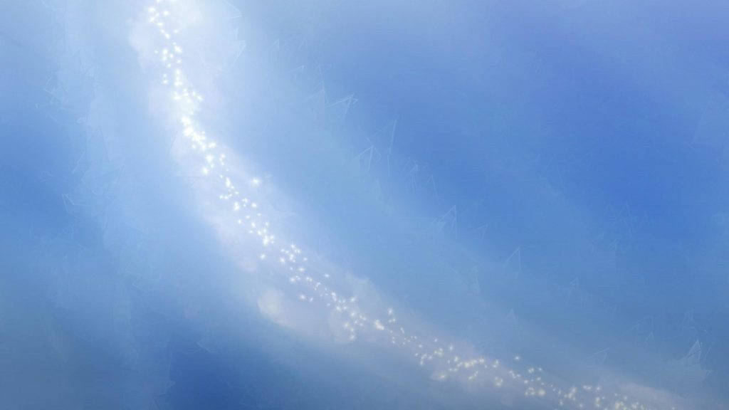 Sparkle 桌布 壁紙 — 一道耀眼的光束斜斜劃過柔和的藍色漸變天空，點綴著閃爍的粒子。