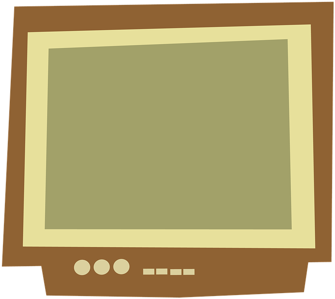 Television Icon 桌布 壁紙 — 一部復古風格的電腦顯示器，棕色外殼和米色邊框，顯示空白的橄欖綠色螢幕。