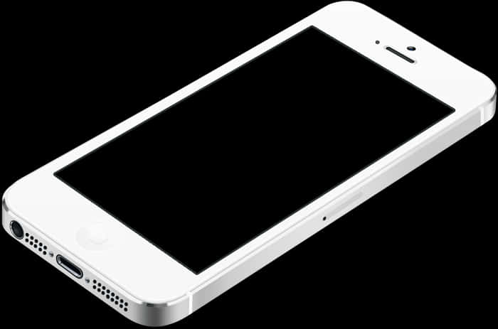 Mobile Phone 桌布 壁紙 — 一部時尚的白色智慧型手機，黑色螢幕，傾斜在純黑色背景上。