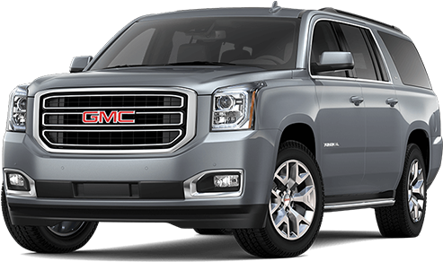 GMC 桌布 壁紙 — 一部時尚的銀色GMC Yukon SUV，帶有鍍鉻飾邊和醒目格柵，在純白背景前展現風采。