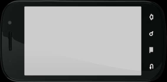 Phone Screen 桌布 壁紙 — 一部時尚的黑色智慧型手機，右側有空白灰色螢幕和四個白色功能圖示。