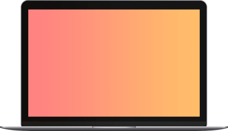MacBook 動態圖片 桌布 壁紙 — 一部時尚筆記型電腦，螢幕呈現珊瑚色到橙色的漸變，背景為黑色。