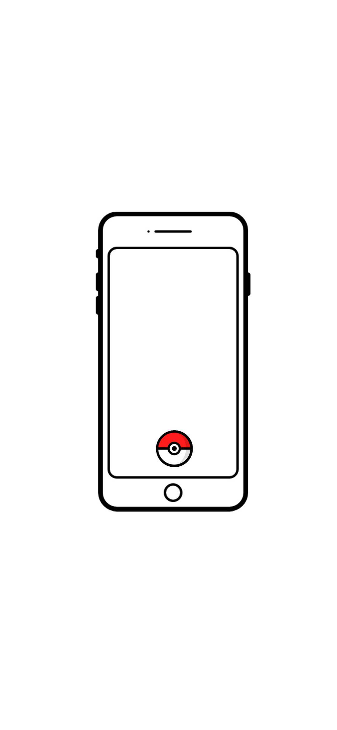 White iPhone 桌布 壁紙 — 一部智慧型手機的極簡線條畫，螢幕中央顯示一個寶貝球圖示。