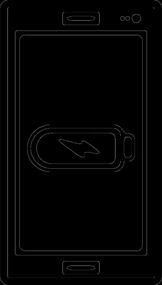 Mobile Phone 桌布 壁紙 — 一部智慧型手機的極簡線條畫，黑色螢幕中央有一個充電電池圖示。
