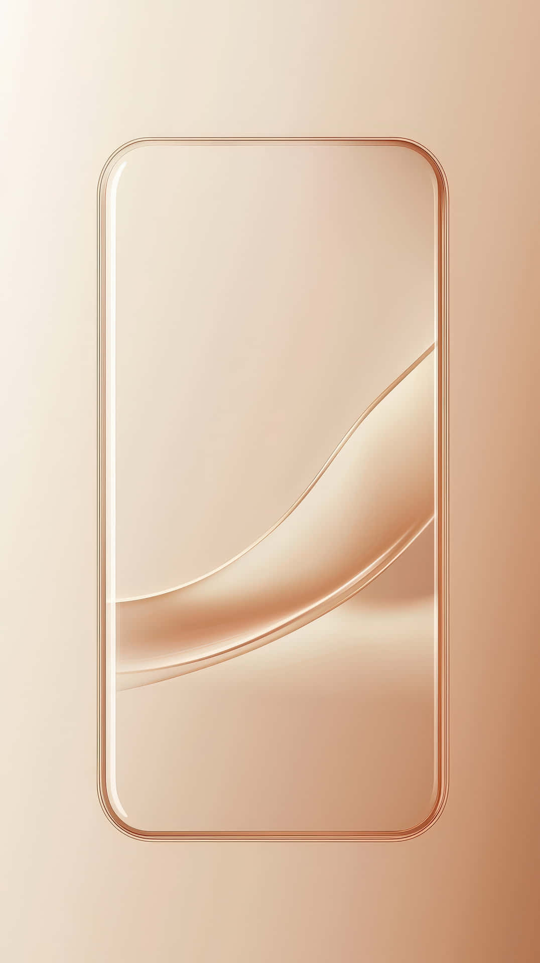 Minimalist Transparent Smartphone Design with Gold Accents 壁紙 — 一部極簡玫瑰金智慧型手機，具有流暢的曲線和柔和漸變背景。