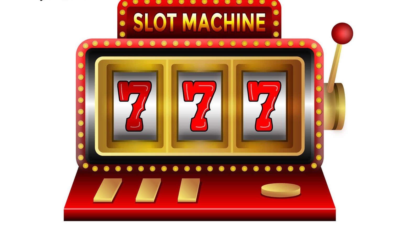 Casino 桌布 壁紙 — 一部經典紅色老虎機，三個發光的紅色七字排成一線，贏得大獎。