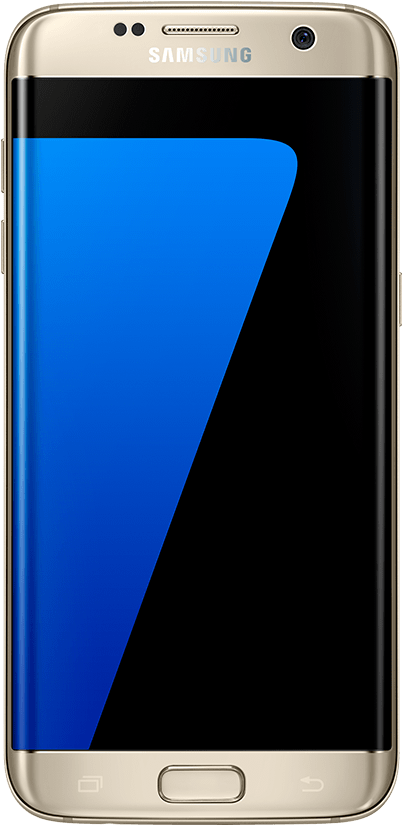 Edge 桌布 壁紙 — 一部金色 Samsung Galaxy S7 智慧型手機，配備彎曲的藍色和黑色漸變螢幕。