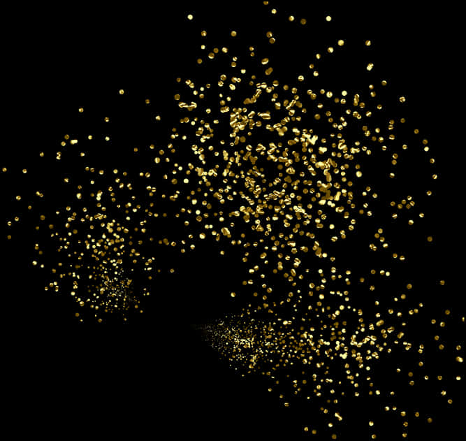 Confetti 桌布 壁紙 — 一陣閃爍的金色粒子在深黑色背景上爆發，產生燦爛的宇宙效果。