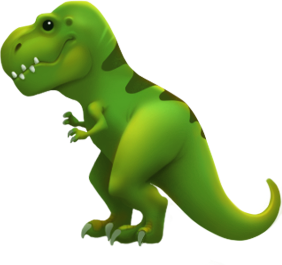 T Rex Dinosaur 桌布 壁紙 — 一隻亮綠色卡通T-Rex帶著友善的笑容，站在純黑色背景前。