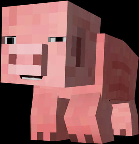 Minecraft Character 桌布 壁紙 — 一隻來自Minecraft的像素化粉紅色豬，站在黑色背景前，具有方塊特徵和友善的表情。