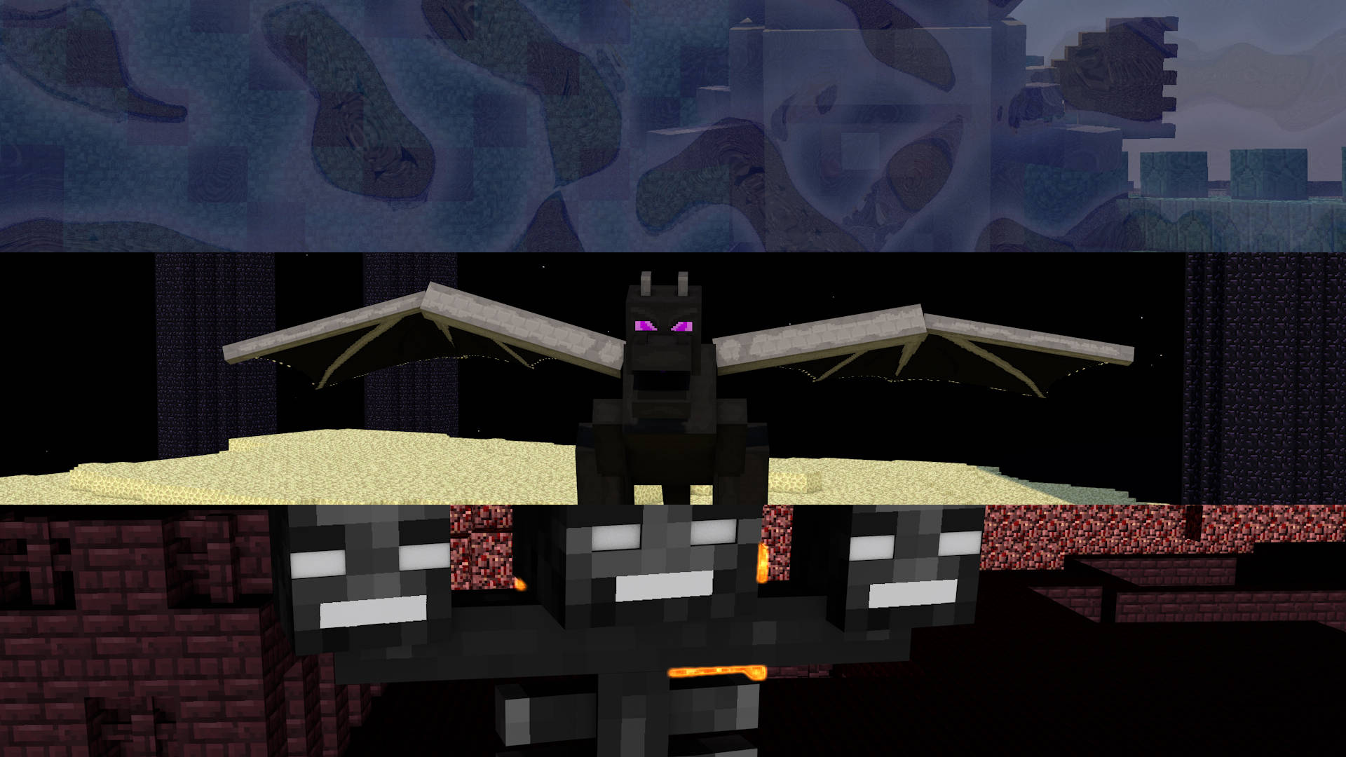 4K Minecraft 壁紙 桌布 壁紙 — 一隻像素化的黑色蝙蝠，擁有發光的紫色眼睛，棲息在黑暗Minecraft洞穴中的一個塊狀岩架上。