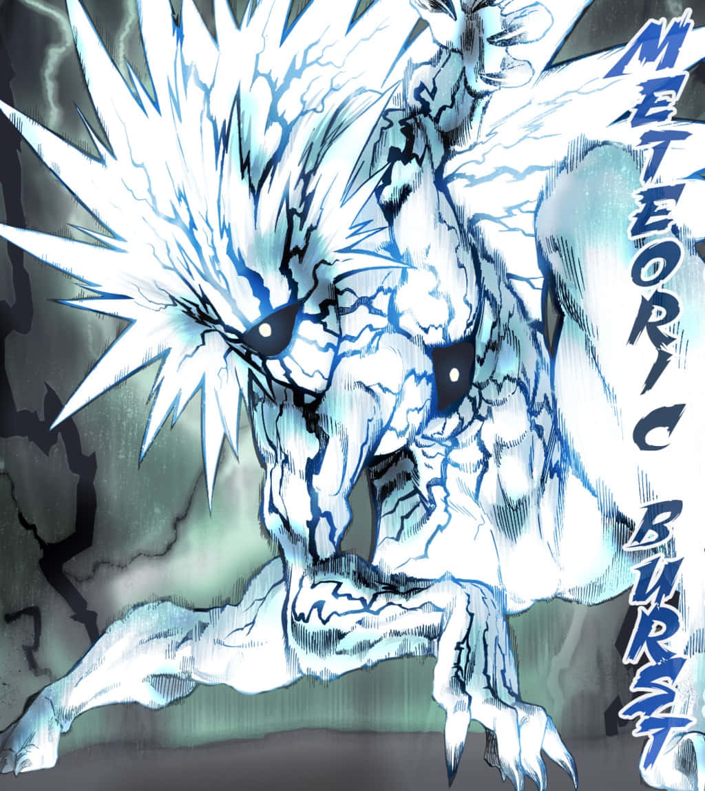 Lord Boros 桌布 壁紙 — 一隻兇猛的藍白相間動漫怪物，有著尖刺頭髮和發光的眼睛，以動態姿勢咆哮。