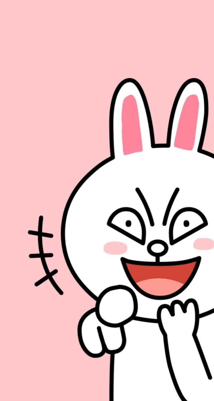 兔子 桌布 壁紙 — 一隻卡通兔子帶著憤怒的眼睛和寬闊的笑容，握著一個麥克風，背景是柔和的粉紅色。