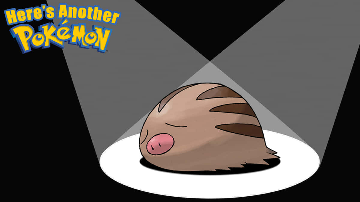Pokemon Aesthetic 桌布 壁紙 — 一隻卡通寶可夢閉著眼睛，粉紅色鼻子，在黑色背景下，聚光燈下的白色平台上休息。
