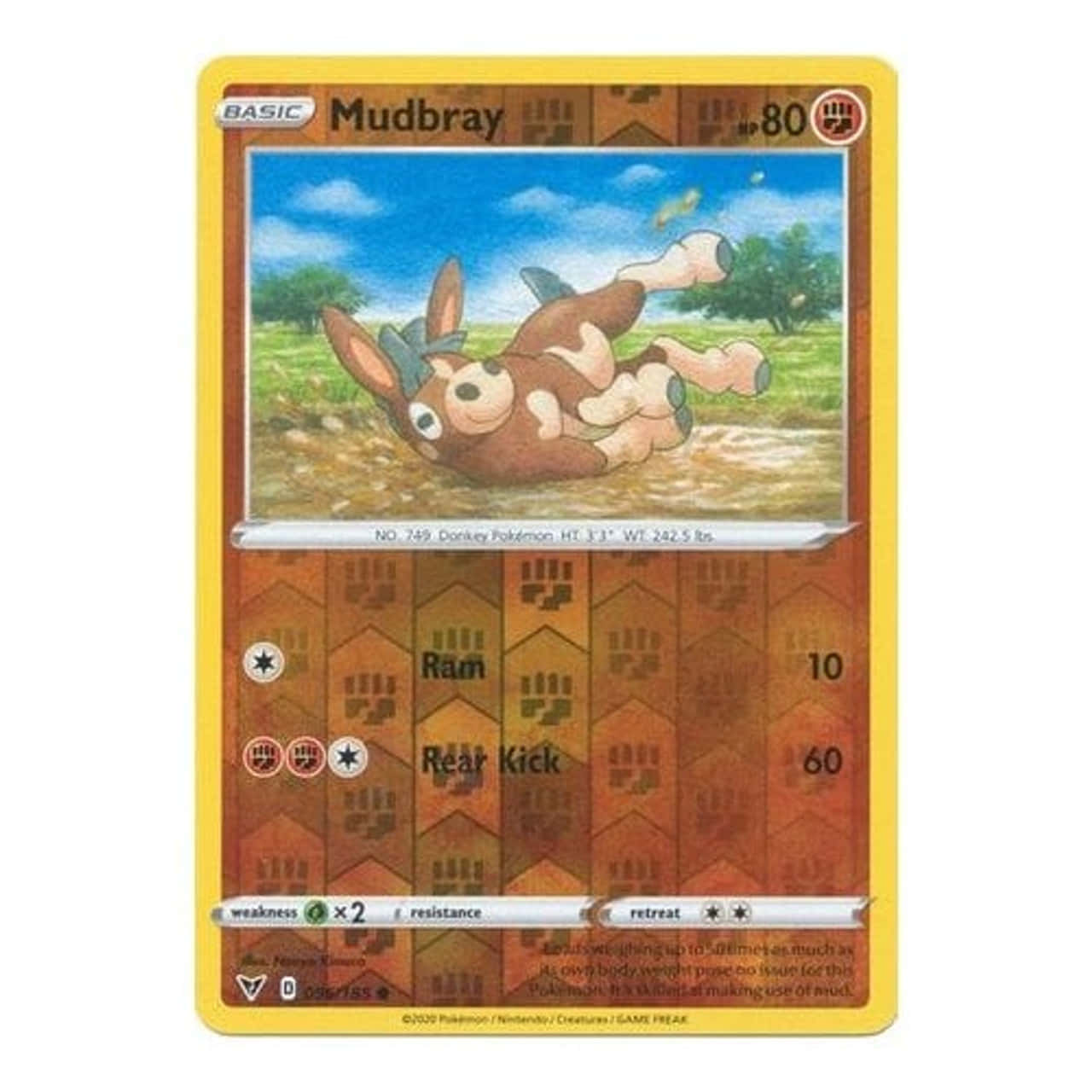 Pokemon Card 桌布 壁紙 — 一隻卡通泥驢仔寶可夢在藍天下的草地上開心地打滾。