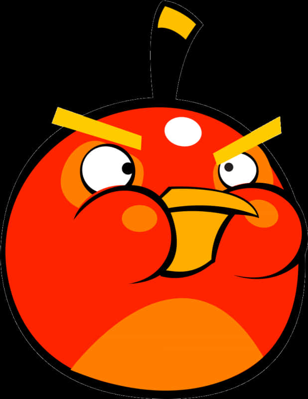 Angry Birds 桌布 壁紙 — 一隻卡通紅鳥，帶有憤怒的眉毛和堅定的表情，背景為黑色。