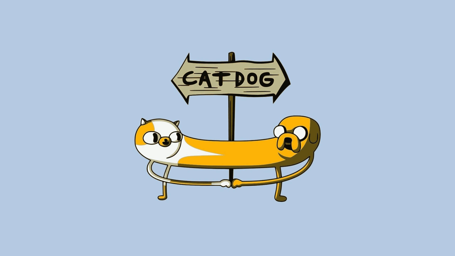 卡通貓和狗融合在一起，拿著一個catdog牌子。 — 卡通貓咪動圖 壁紙