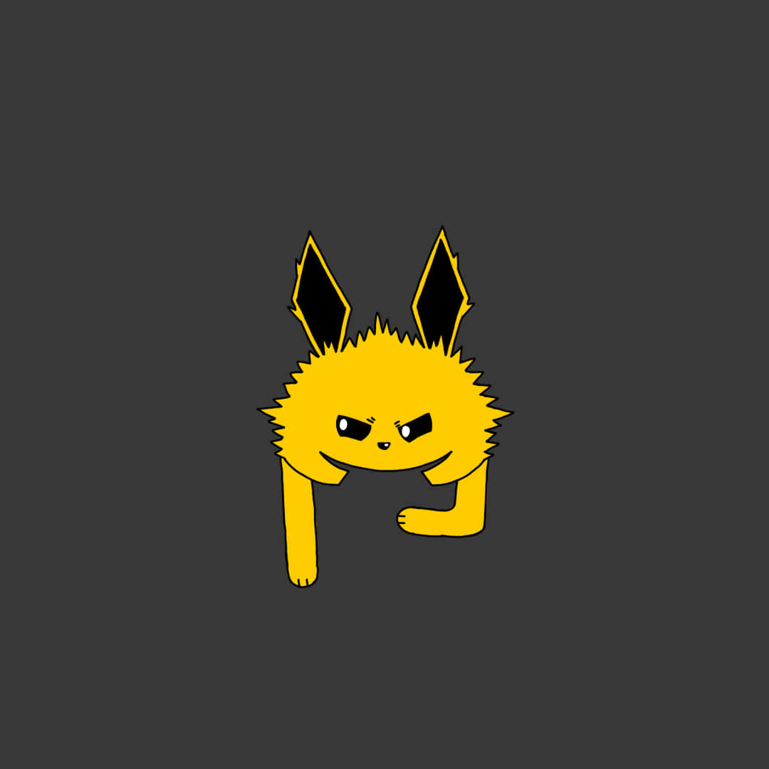 Discord 桌布 壁紙 — 一隻卡通風格的黃色寶可夢，耳朵尖端黑色，帶著頑皮的笑容，站在深灰色背景前。