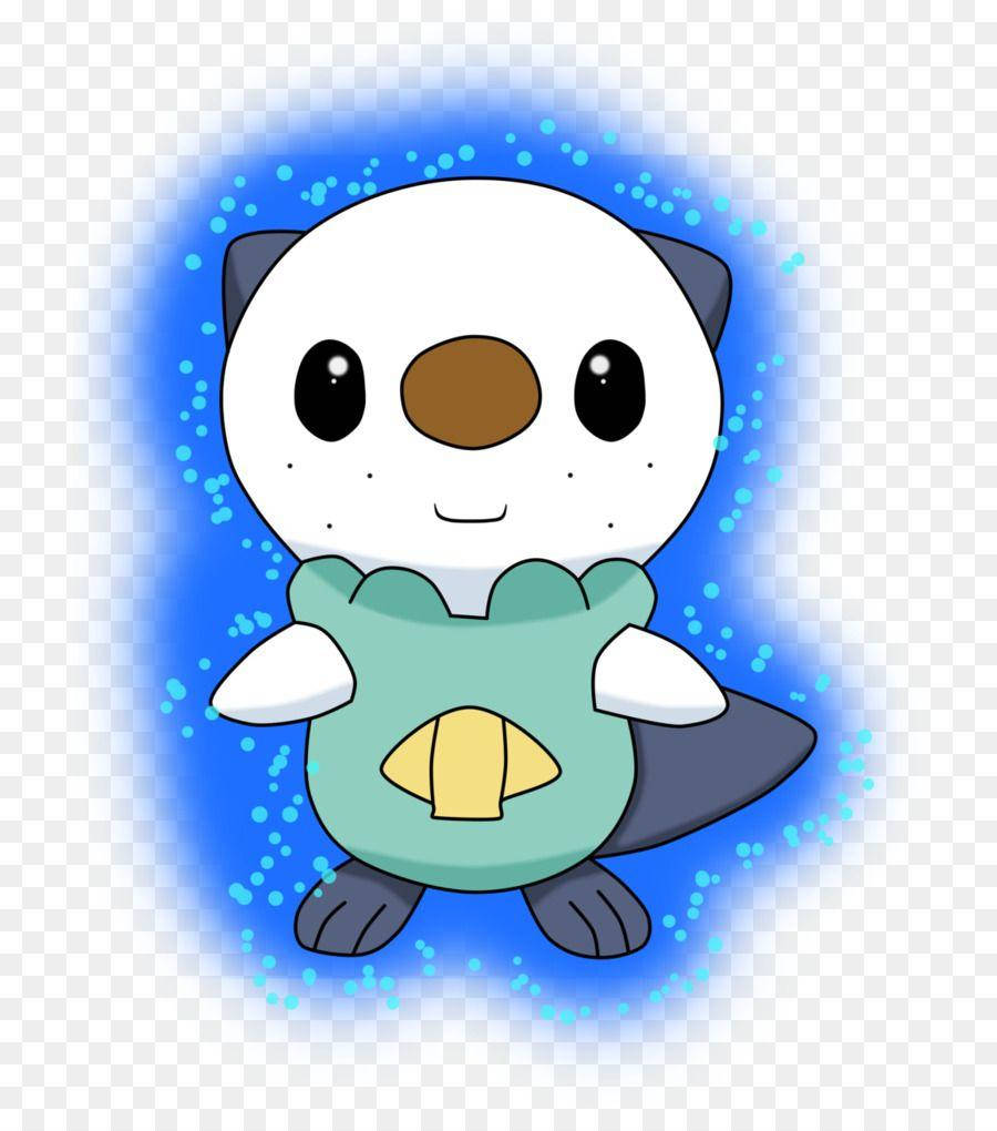 Oshawott 桌布 壁紙 — 一隻可愛的卡通水獺寶可夢，周圍有藍色發光光環和閃爍粒子。