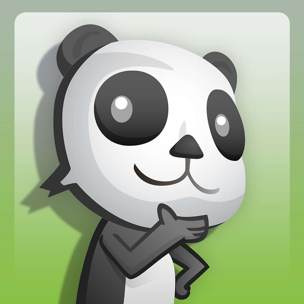 Cartoon Animal 桌布 壁紙 — 一隻可愛的卡通熊貓，大眼睛微笑，在柔和的綠色漸變背景上豎起大拇指。