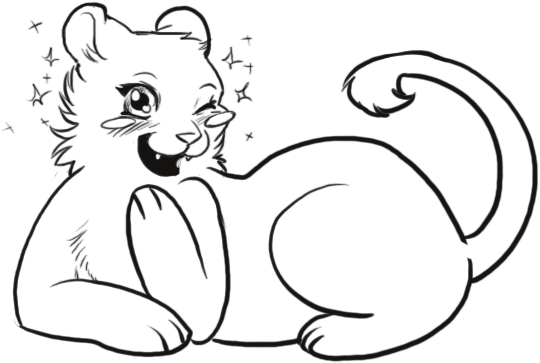 Cartoon Animal 桌布 壁紙 — 一隻可愛的卡通獅子寶寶在點綴著閃爍星星的黑色背景上閉著眼睛微笑。