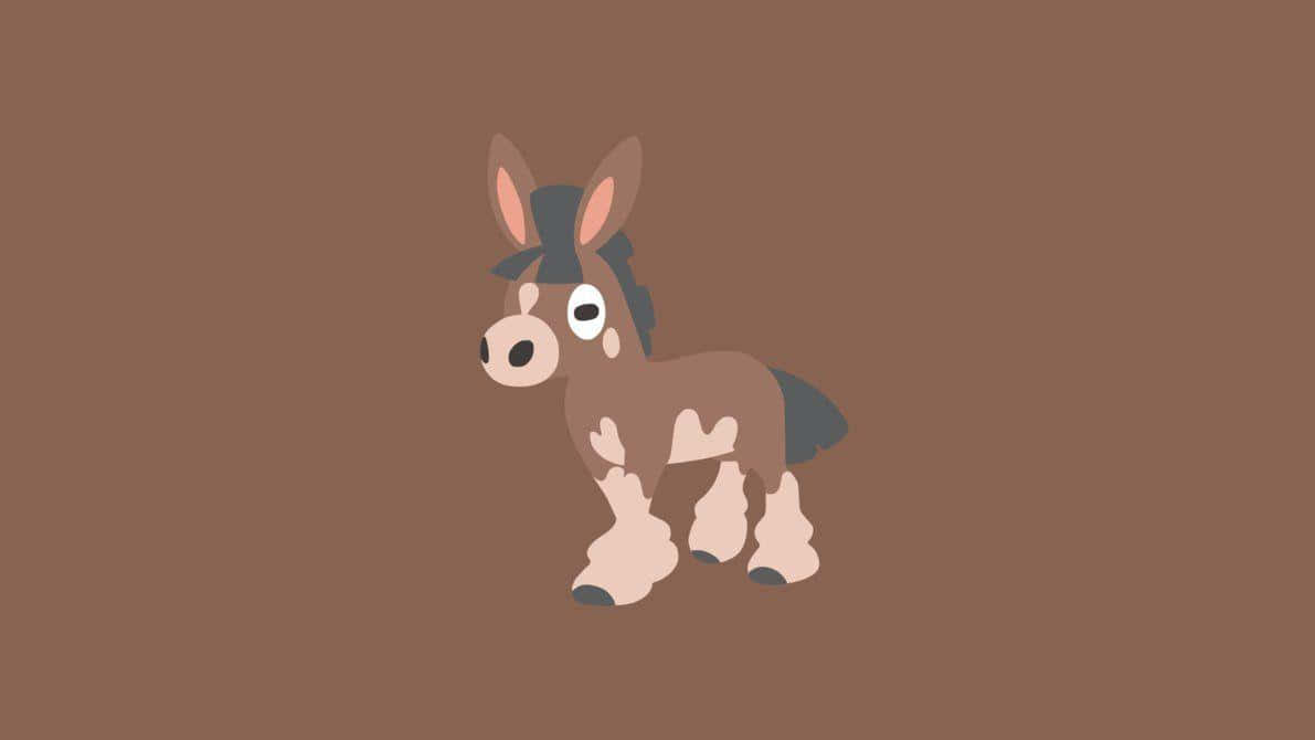 Mudbray 桌布 壁紙 — 一隻可愛的卡通驢子戴著黑色高帽，站在純棕色背景前。