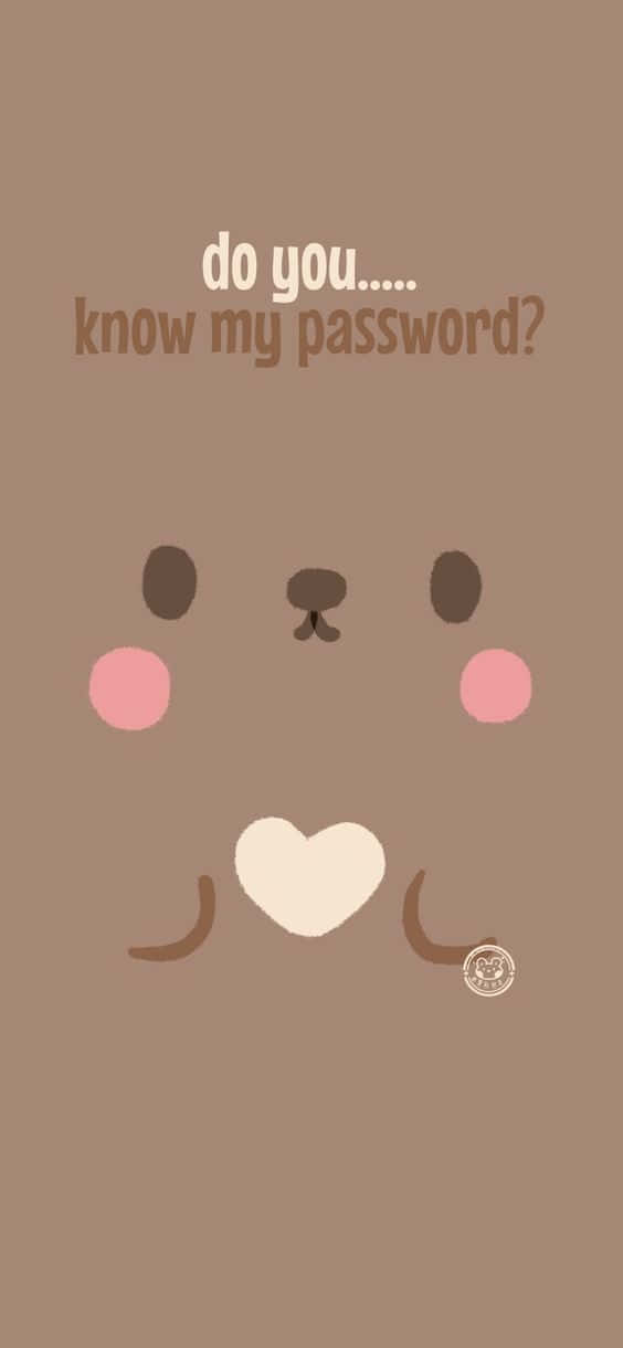 Tricky Lock Screen 桌布 壁紙 — 一隻可愛的極簡卡通海狸，粉紅臉頰和心形嘴巴，在純棕色背景上問你是否知道它的密碼。
