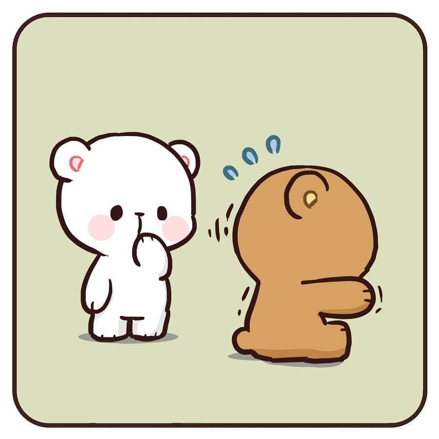 milk and mocha 桌布 壁紙 — 一隻可愛的白熊向一隻受驚的棕熊低聲說出秘密，汗水飛濺。