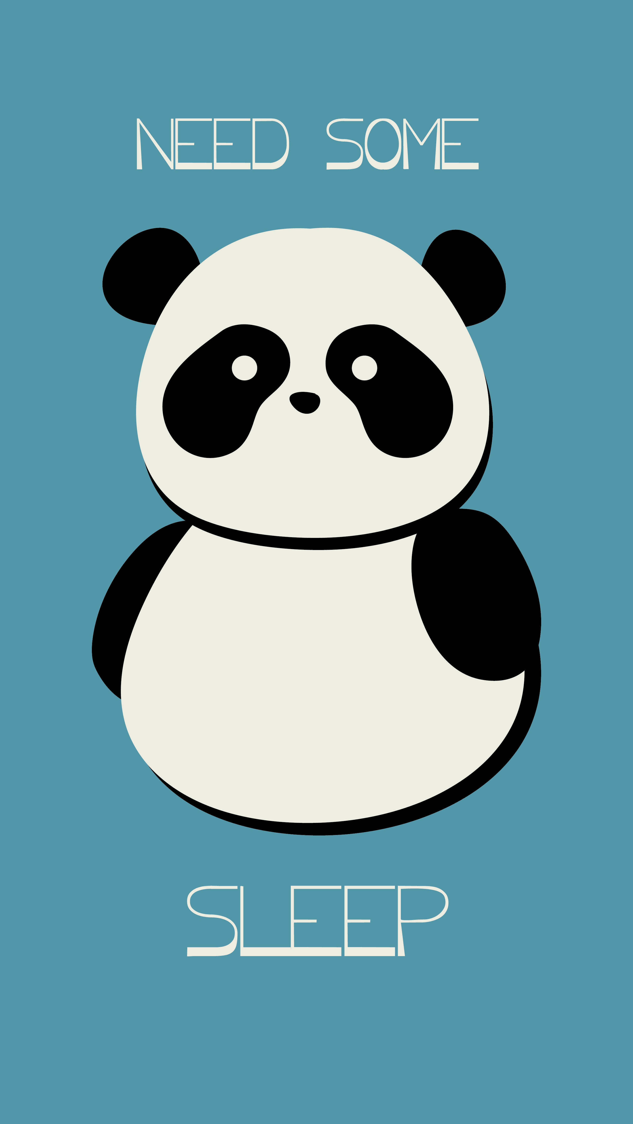 Cute Panda 桌布 壁紙 — 一隻可愛的簡約熊貓，在青綠色背景上帶有文字「NEED SOME SLEEP」。