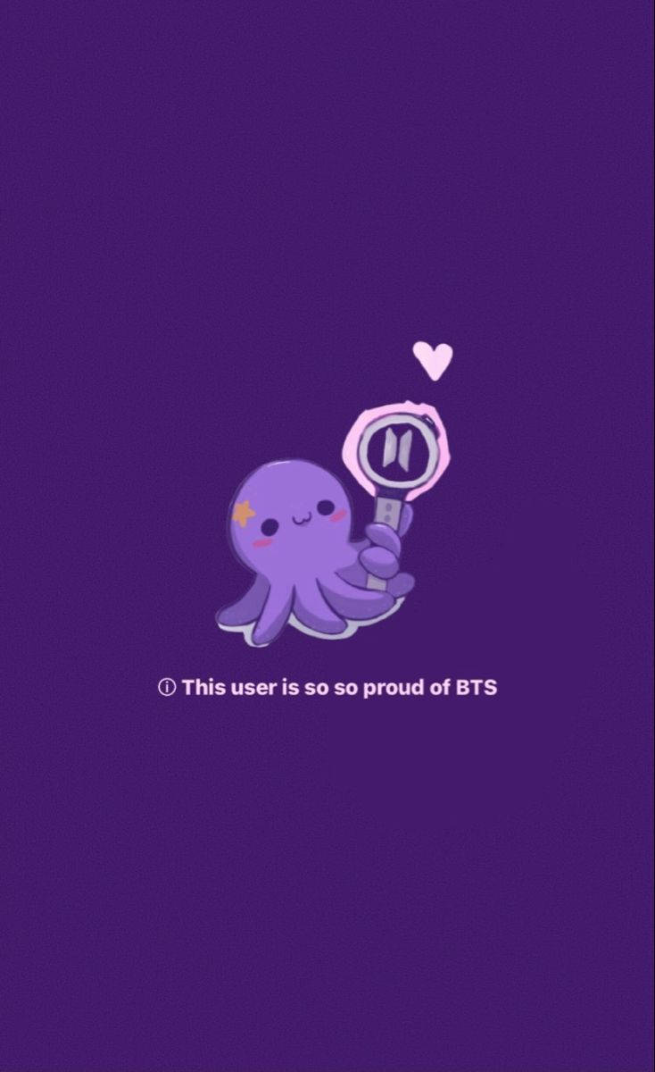 紫色章魚拿著BTS麥克風，上面有心形 — BTS 防彈少年團 粉絲 女孩 GIF 壁紙