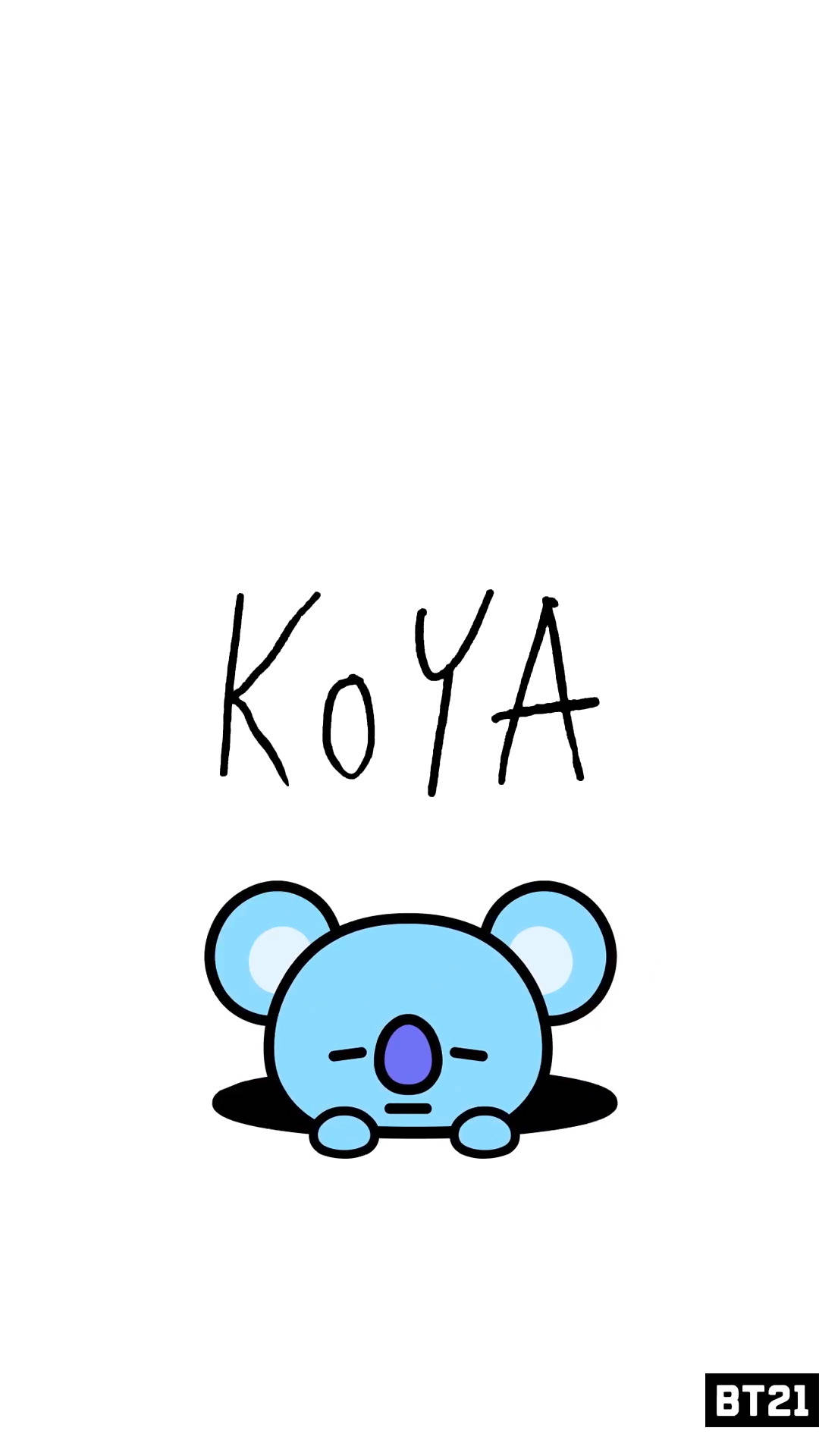 Koya 桌布 壁紙 — 一隻可愛的藍色卡通無尾熊名叫Koya，帶著睡眼惺忪的表情從洞裡探出頭來。