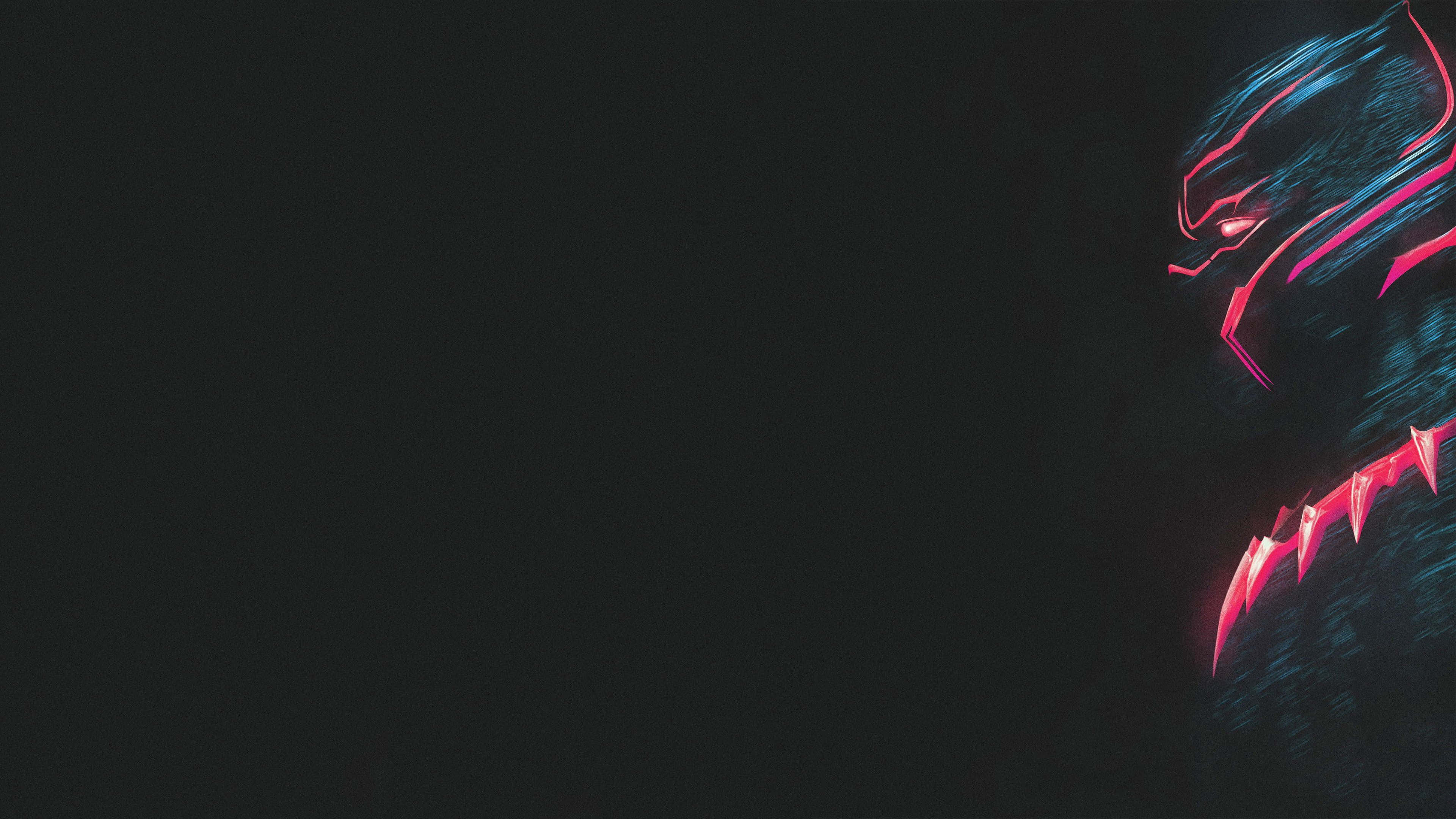 Black Panther Landscape 桌布 壁紙 — 一隻帶有發光紅眼和尖銳牙齒的威脅性黑豹，以數位藝術風格從黑暗中出現。