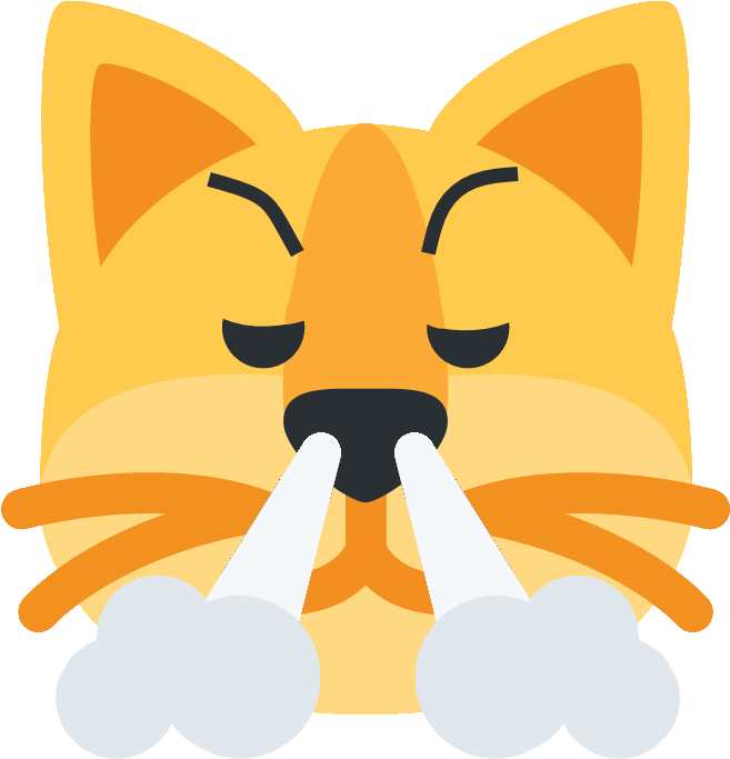Emoji Discord 桌布 壁紙 — 一隻平面卡通狗，閉著眼睛，鼓起的臉頰吹出兩團白色氣流。