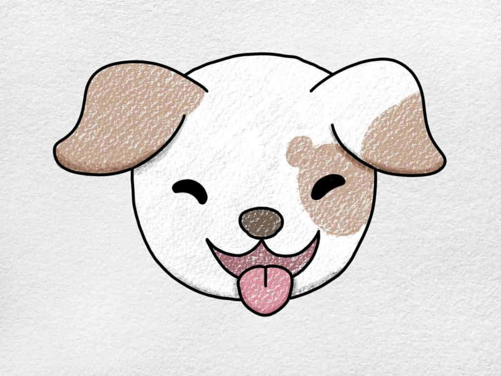 Easy Dog 桌布 壁紙 — 一隻快樂的卡通狗，有垂下的耳朵和粉紅色的舌頭伸出在紋理紙上。