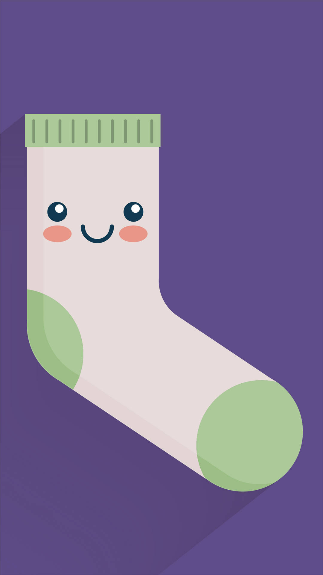一個可愛的插圖襪子，在紫色背景上有快樂的臉。 — 配對 GIF 壁紙