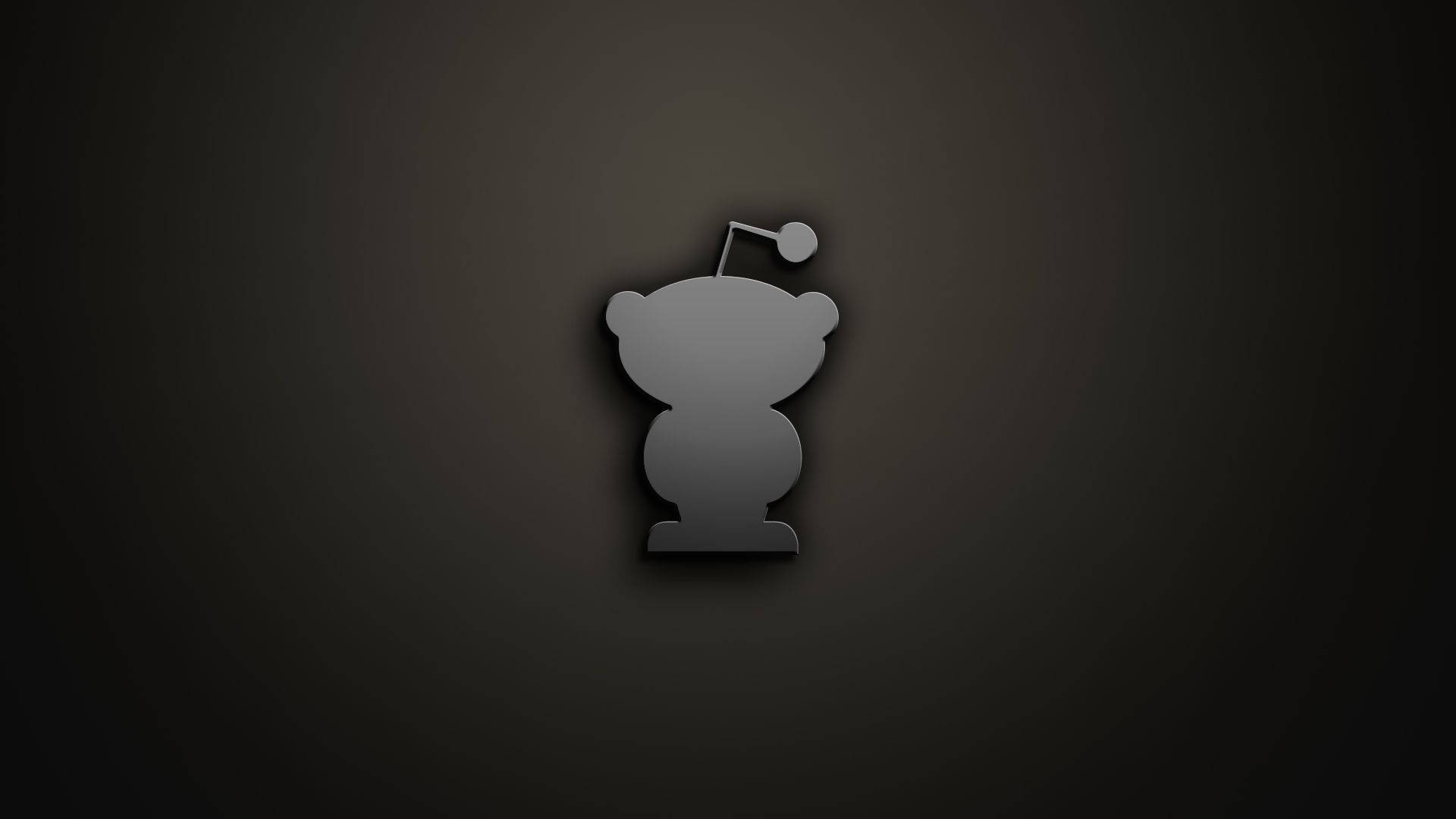 reddit 桌布 壁紙 — 一隻戴聖誕帽的熊的簡約灰色剪影，置於深色漸變背景中央。