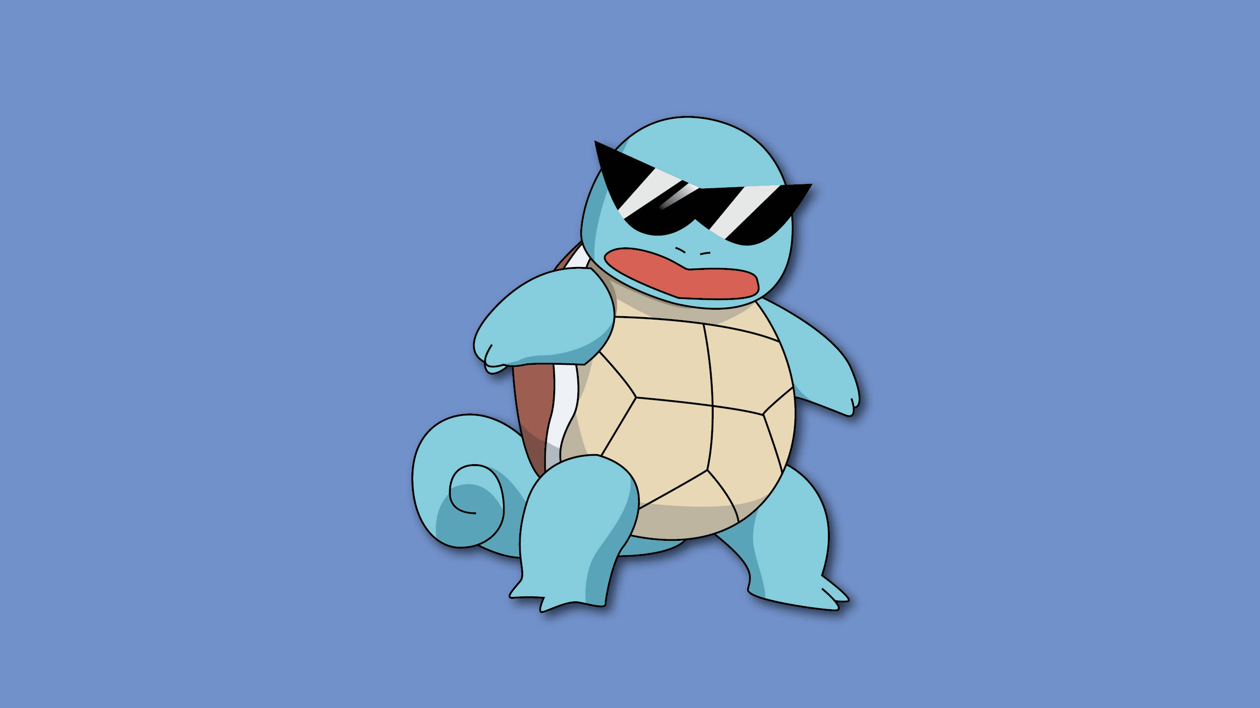 Cartoon Turtle 桌布 壁紙 — 一隻戴著黑色太陽眼鏡的酷藍色卡通烏龜，自信地站在純藍色背景前。