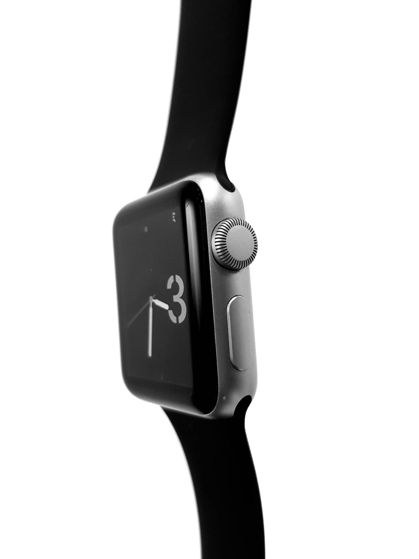 銀色Apple Watch配黑色錶帶的特寫，顯示時間為3點鐘。 — 智慧手錶 GIF 壁紙