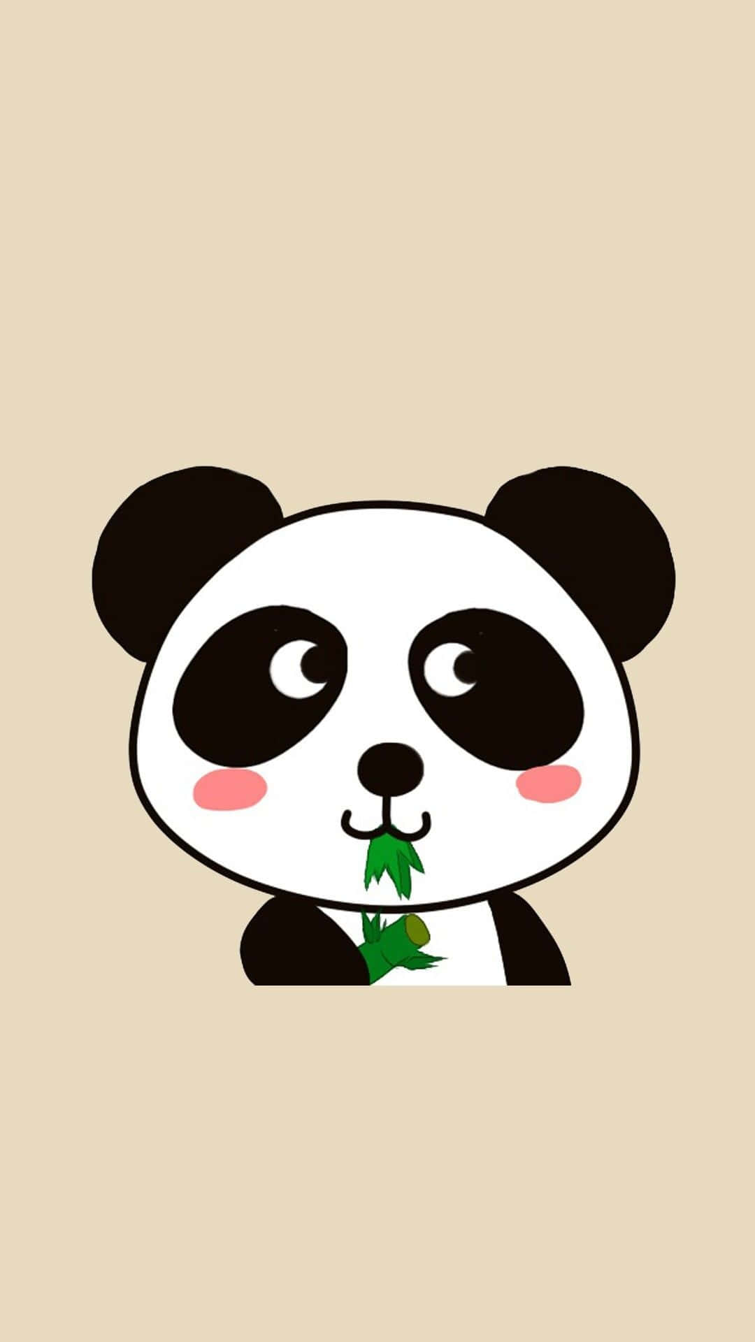 一隻熊貓拿著一片葉子 壁紙