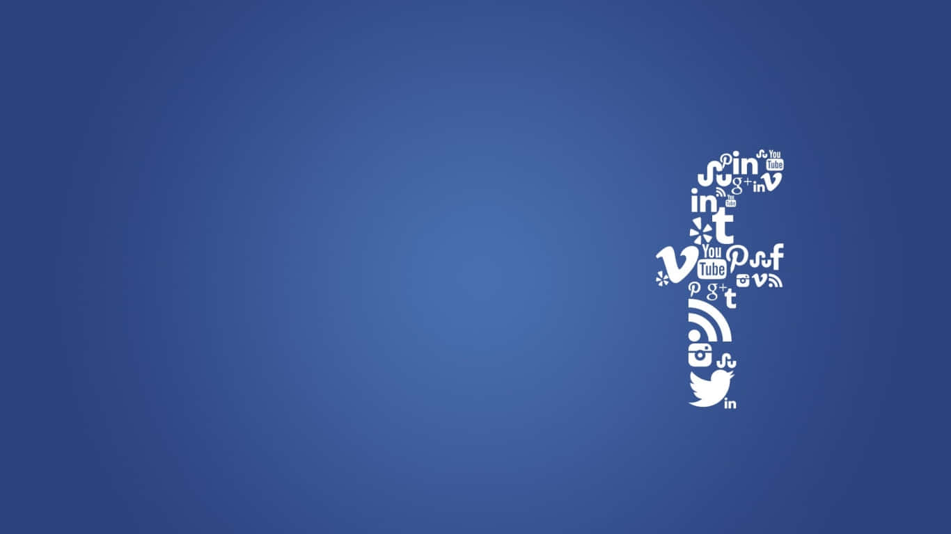 Facebook 桌布 壁紙 — 一隻由社交媒體圖示組成的白色手部剪影，矗立在漸變藍色背景上。