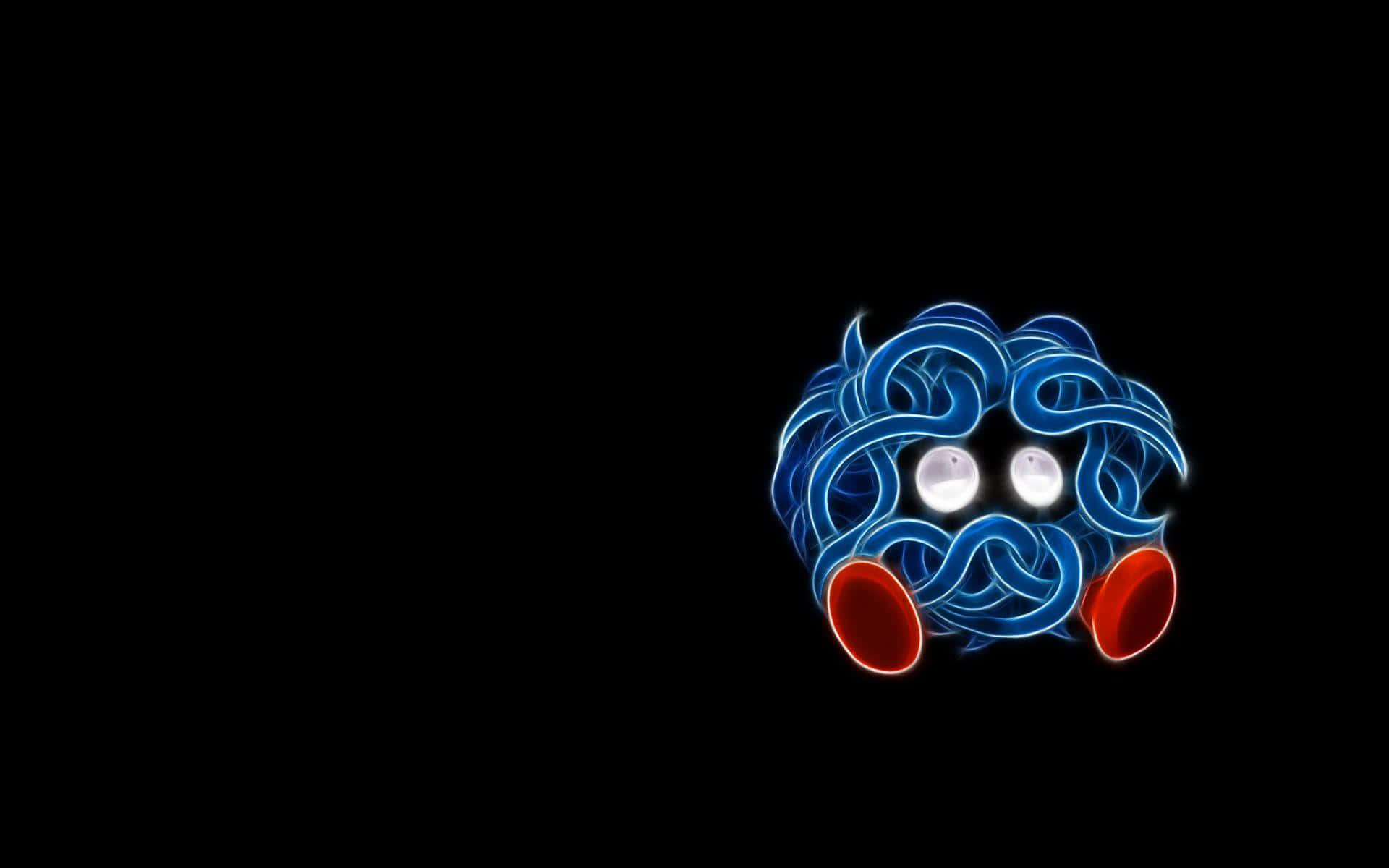 Neon Animals 桌布 壁紙 — 一隻發光的藍色霓虹生物，有白色眼睛和紅色腳，獨自站在漆黑背景前。