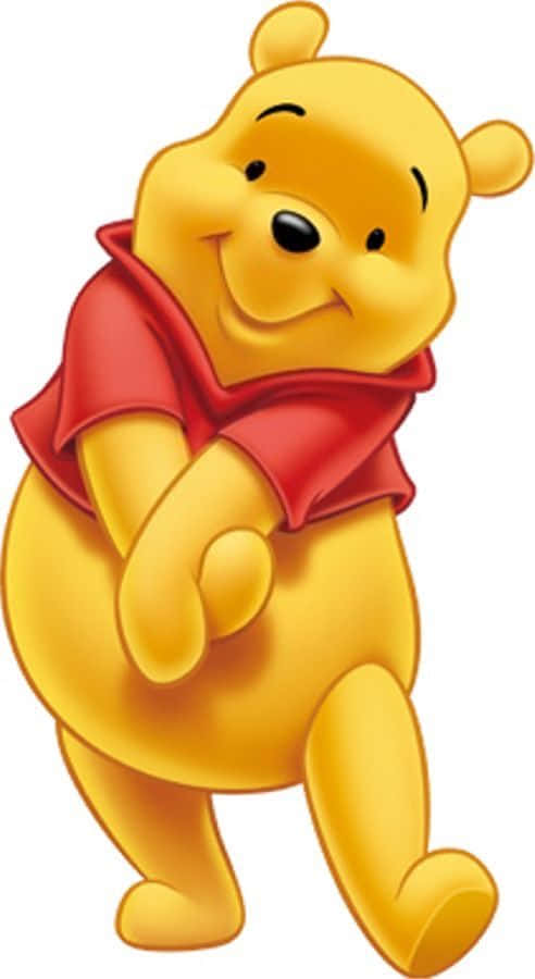 winnie the pooh 桌布 壁紙 — 一隻穿著紅色襯衫的快樂黃色卡通熊交叉雙臂，溫暖地微笑。