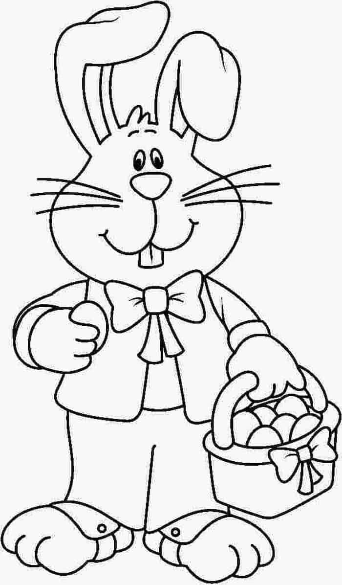 Easter Bunny 桌布 壁紙 — 一隻穿著西裝的快樂卡通兔拿著一籃雞蛋並豎起大拇指。