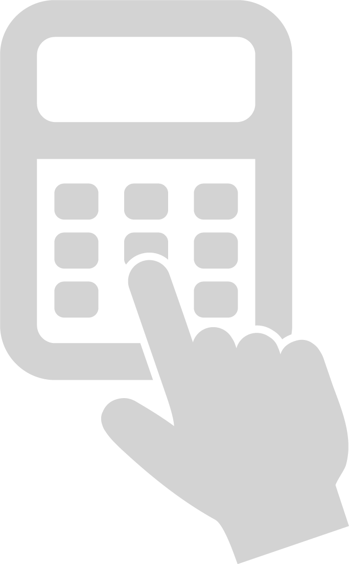 Calculator Icon 桌布 壁紙 — 一隻簡約灰色手按壓簡單計算機圖示上的按鈕。