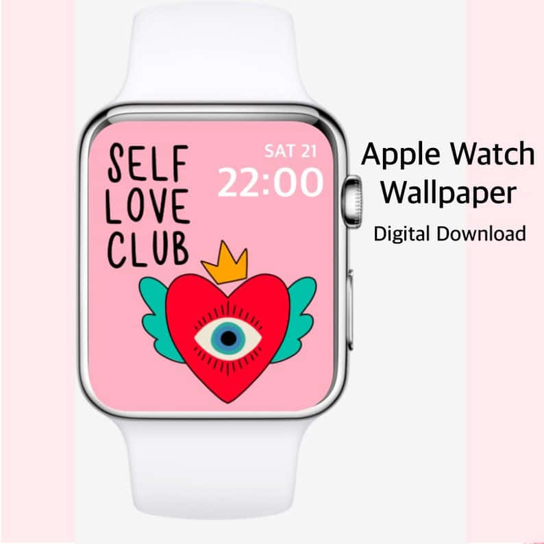 Apple Watch帶有自愛會的桌布，上面有一個有翅膀和眼睛的心。 — Apple Watch 動態 壁紙