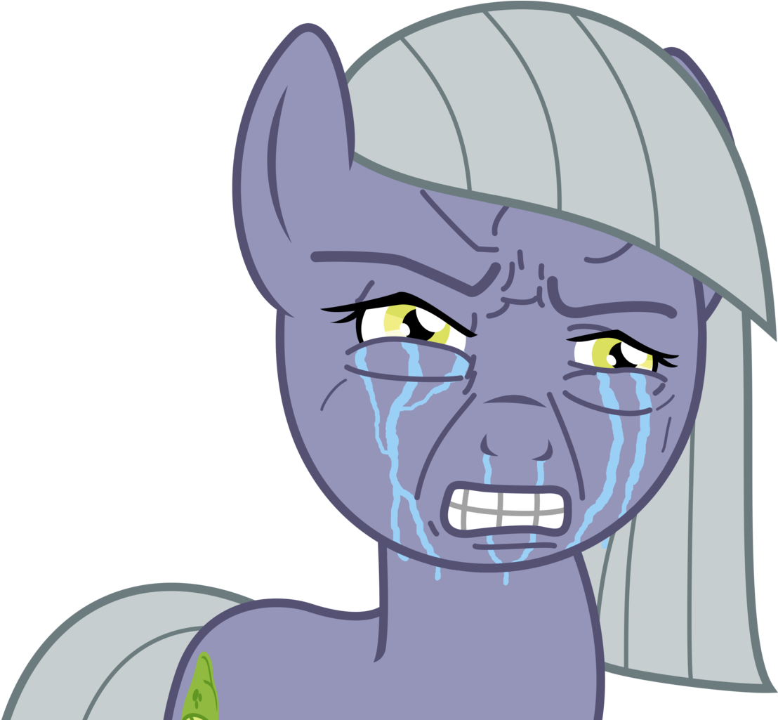 Crying Meme 桌布 壁紙 — 一隻紫色卡通小馬，銀色頭髮，在黑色背景下，藍色淚水從臉上流下，哭得很厲害。