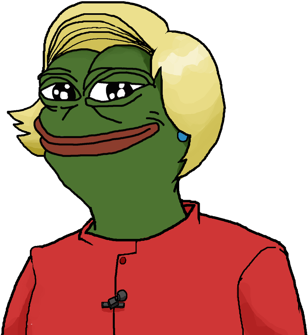 pepe frog 桌布 壁紙 — 一隻金髮紅衫的卡通青蛙在黑色背景上微笑。